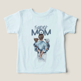 Super Moeder Blauwe Waterverf Moeder en Kinderen K