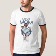 Super Moeder Blauwe Waterverf Moeder en Kinderen K