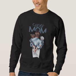 Super Moeder Blauwe Waterverf Moeder en Kinderen K Trui