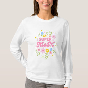Super Moeder Bloem Aesthetisch Cute Roze Schrift s T-shirt