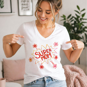 Super Moeder Bloem Comic Bubbel Tekening Moeder T-shirt