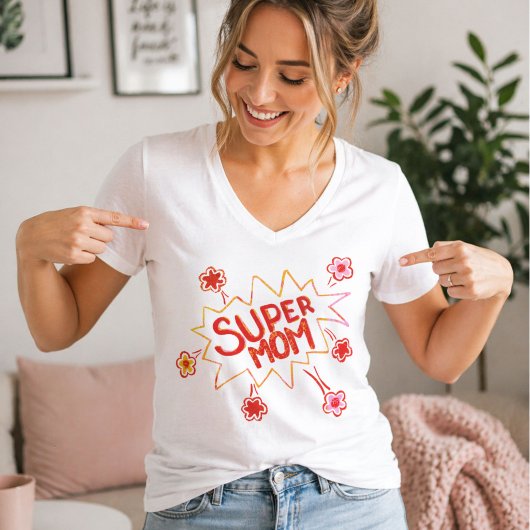 Super Moeder Bloem Comic Bubbel Tekening Moeder T-shirt