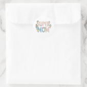 Super Moeder Bloem Tekst Ontwerp Ronde Sticker (Tas)