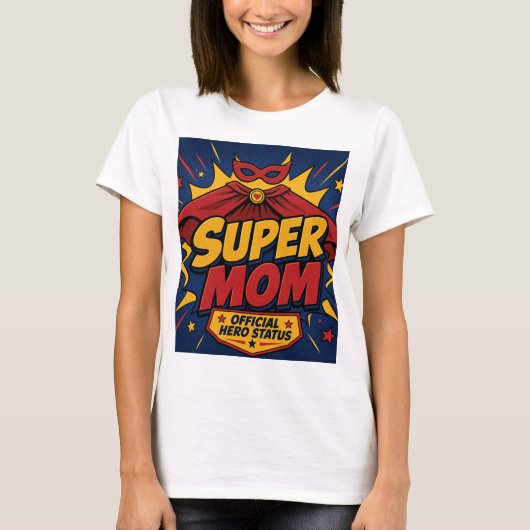Super Moeder Cape Comic Held T-Shirt | Grappige Mo (Voorkant)