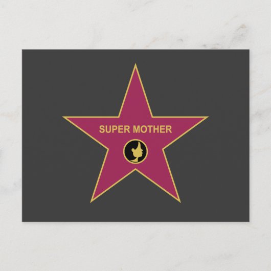 Super Moeder - de Ster van de Moeder Hollywood Briefkaart (Voorkant)