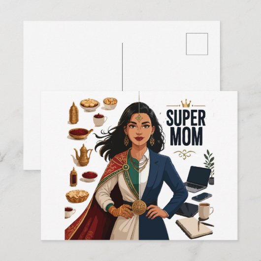 Super Moeder Dubbelleven Professional en Tradition Briefkaart (Voorkant / Achterkant)