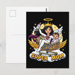 Super Moeder Engel Superheld Cartoon Briefkaart