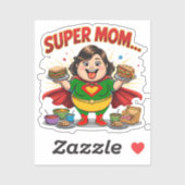 Super Moeder Foodie Grappige Cartoon  Sticker (Vel)