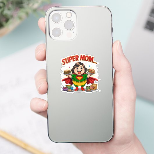 Super Moeder Foodie Grappige Cartoon  Sticker (Telefoon)