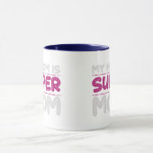 Super Moeder Gestippelde Typografie Blauw Twee Ton Mok (Midden)