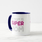 Super Moeder Gestippelde Typografie Blauw Twee Ton Mok (Voorkant links)