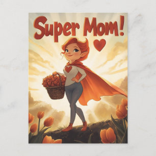 Super Moeder Illustratie Feestdagenkaart