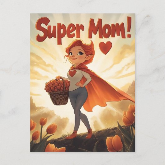 Super Moeder Illustratie Feestdagenkaart (Voorkant)
