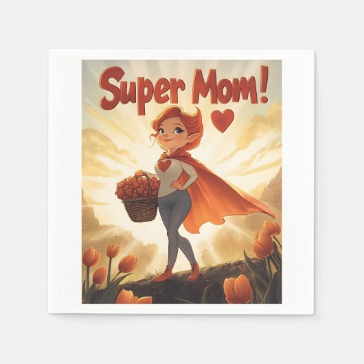 Super Moeder Illustratie Servet (Voorkant)