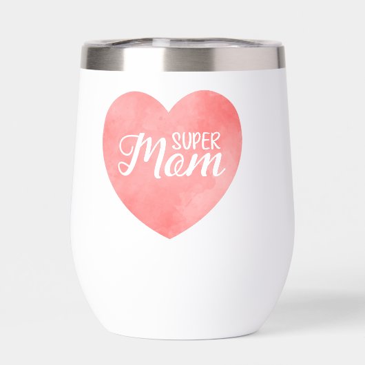 Super moeder in roze waterverf hart, moederdag (Achterkant)