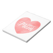 Super moeder in roze waterverf hart, moederdag notitieblok (Linkerzijde)