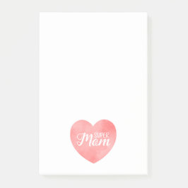 Super moeder in roze waterverf hart, moederdag post-it® notes