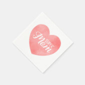 Super moeder in roze waterverf hart, moederdag servet (Hoek)