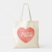 Super moeder in roze waterverf hart, moederdag tote bag (Achterkant)