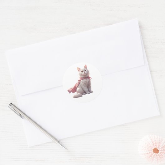 Super Moeder Kat Held Sticker – Cute Roze Cadeau (Envelop)