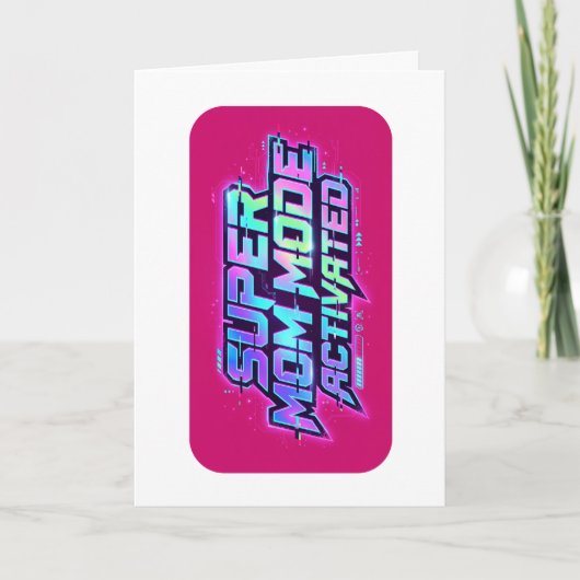 Super Moeder Modus Geactiveerde Retro Glitch Tekst Kaart (Voorkant)