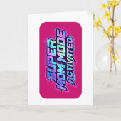 Super Moeder Modus Geactiveerde Retro Glitch Tekst Kaart (Gele Bloem)
