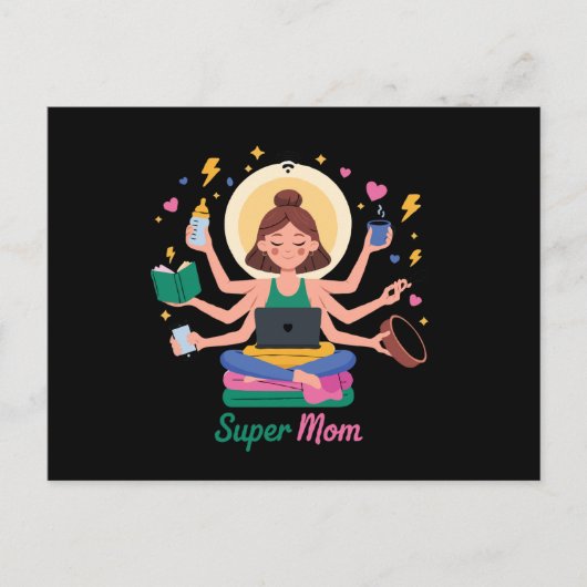 Super Moeder Multitasking Moederdag Grafiek Briefkaart (Voorkant)