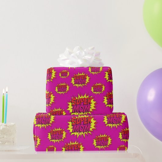 Super Moeder op Fuchsia Cadeaupapier (Feestgeschenken)