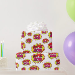 Super Moeder op Wit Cadeaupapier