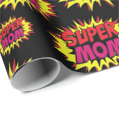 Super Moeder op Zwart Cadeaupapier (Rol Hoek)
