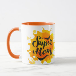 Super Moeder Oranje en Gele Mok