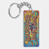 Super Moeder Retro Stripboek Pop Art Superheld Sleutelhanger (Voorkant Links)