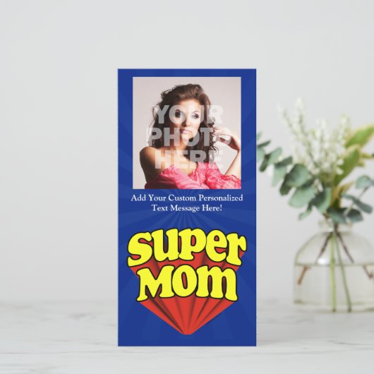 Super Moeder Rood/Geel/Blauw Superheld Moederdag (Staand voorkant)