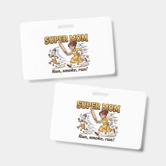 Super Moeder Rookt Grappig Badge (Voor- en achterkant)