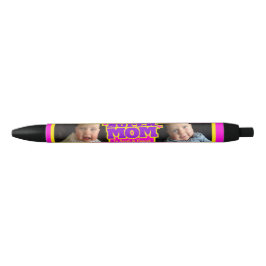 Super Moeder roze kinder naam en foto Zwarte Inkt Pen