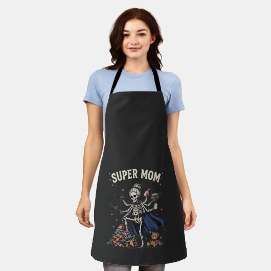 Super Moeder Skelet Multitasking Retro Schort (Gedragen)