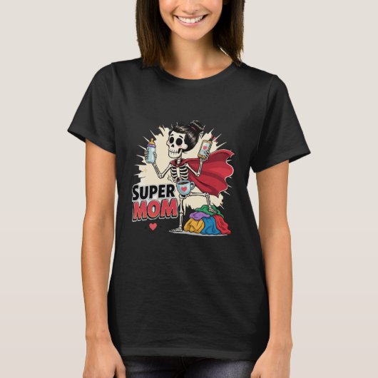 Super Moeder Skelet Retro Grappige Moederdag T-shirt (Voorkant)