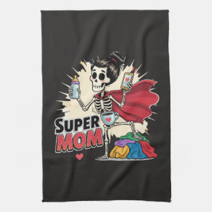 Super Moeder Skelet Retro Grappige Moederdag Theedoek