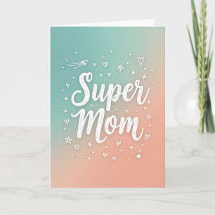 Super Moeder Teal Perzik Gradiënt Kaart