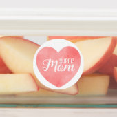Super Moeder tekst in roze geschilderd hart Labels (Aangebracht)
