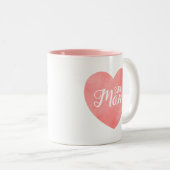 Super Moeder tekst in roze geschilderd hart Tweekleurige Koffiemok (Voorkant rechts)