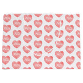 Super moeder tekst in roze hart groot cadeauzakje (Voorkant)