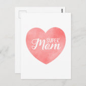 Super Moeder tekst in roze hart, moederdag ontwerp Briefkaart (Voorkant / Achterkant)