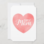 Super Moeder tekst in roze hart, Moederdag ontwerp Feestdagenkaart (Voorkant)