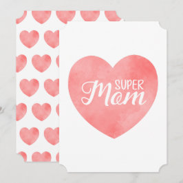 Super Moeder tekst in roze hart, Moederdag ontwerp Feestdagenkaart