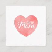 Super Moeder tekst in roze hart, moederdag ontwerp Vierkante Visitekaartje (Voorkant)