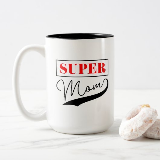 Super Moeder Tweekleurige Koffiemok (Met donut)