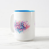 Super Moeder Tweekleurige Koffiemok (Voorkant links)