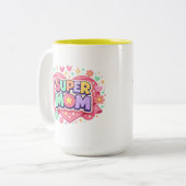 ** Super Moeder Tweekleurige Koffiemok (Voorkant links)