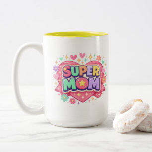 ** Super Moeder Tweekleurige Koffiemok